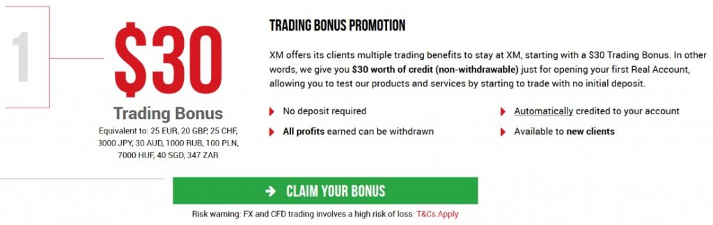 XM Forex offering a no-deposit bonus