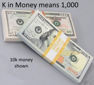 10k money stack shown